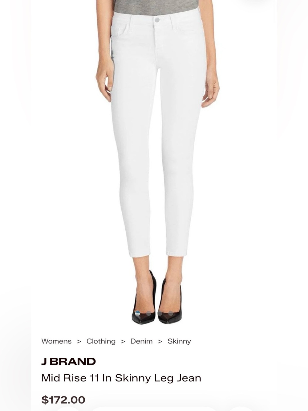 J Brand White Ankle Skinny Jeans